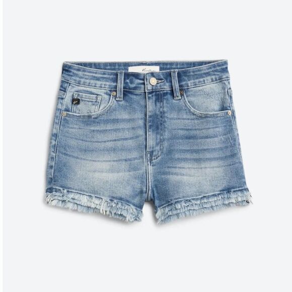 KanCan Pants - KanCan Madeline Triple Fray Hem High Rise Denim Cut Off Shorts